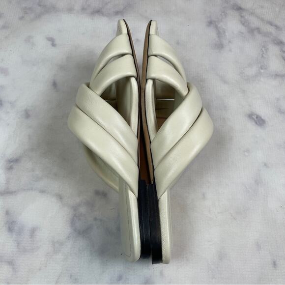 Anine Bing Eve Padded Cross Strap Ivory Leather Slide Sandals - Picture 7 of 10
